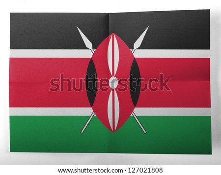 Kenya flag painted on simple paper sheet