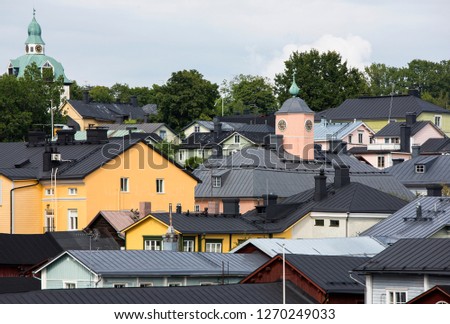 Roofs of summer Porvoo, a heavenly place. 
Situated on the southern coast of Finland approximately 50 kilometres east of Helsinki.