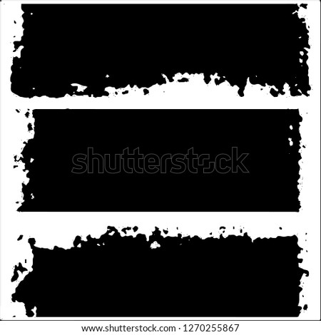 Set of grunge textures. Black paint strokes, spots on white background