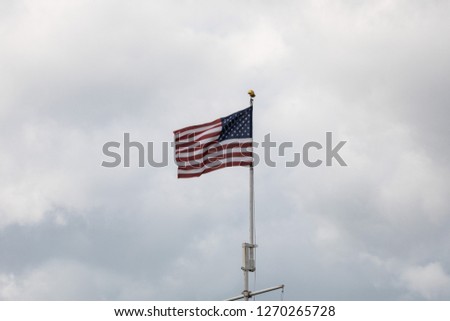An American flag near Flamingo Visitor Center of Everglades National Park