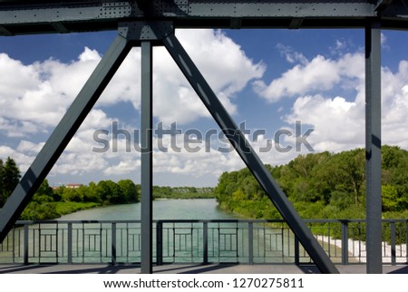 Iron Bridge over river Isonzo in Sagrado, Italy
