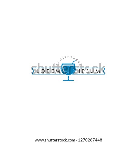 Vintage logo Wine on the glass blue icon vector