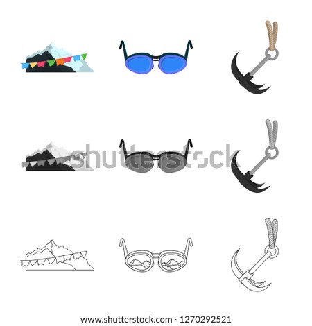 Isolated object of mountaineering and peak icon. Set of mountaineering and camp stock vector illustration.