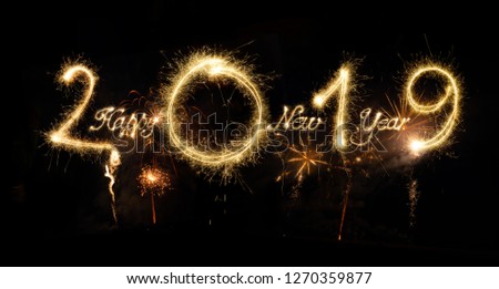 Sparkler Happy New Year 2019 With Fireworks