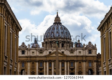 View of Saint Peter`s Basilica and Street Via della Conciliazione, Rome, Italy