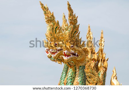 Heads of Naka or Naga or serpent in buddhist, Thailand.