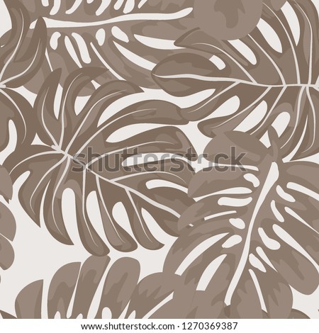 Tropical leaf pattern. Exotic seamless pattern with tropical leaves. Ethnic background with Hawaiian plants.