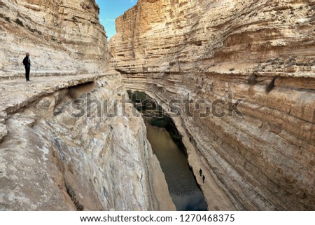 Israel national park En Avdat En Ma'arif En Mor, canyon with waterfall