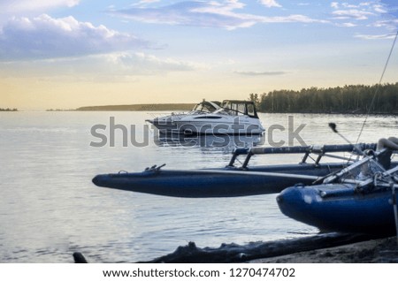 Beautiful background and view, landscape and panorama of boats and boats sailing on the sea and lake in summer and on a sunny day.