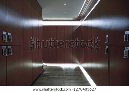 locker doors opening, wooden locker interior design.combination lock