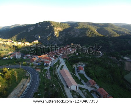Linares de Mora. Village of Teruel. Aragon, Spain. Drone Photo
