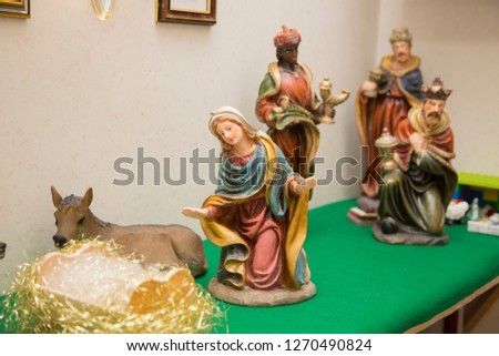 horizontal image with close up detail of a nativity scene