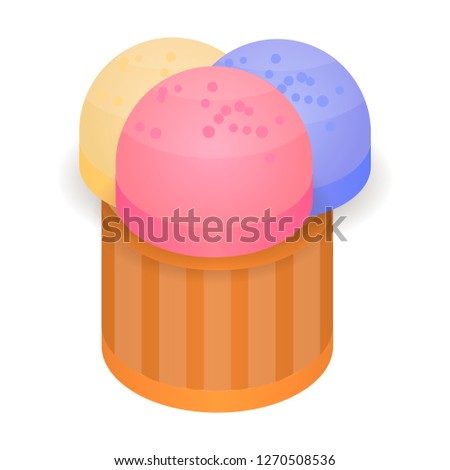 Colorful bakery icon. Isometric of colorful bakery icon for web design isolated on white background