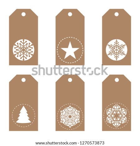 Christmas gift tag Cut craft paper New Year label