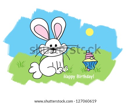 Easter Bunny / Easter Cupcake - Happy Birthday