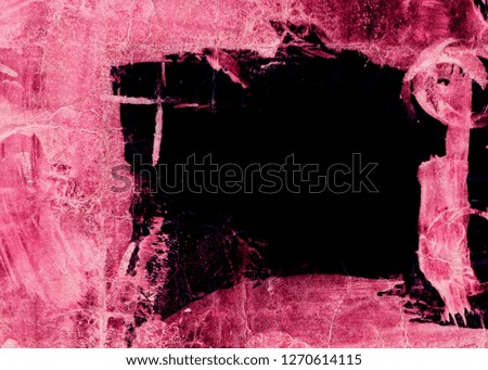 Abstract ink background. Marble style. Pink paint stroke texture on black paper. Wallpaper for web and game design. Grunge mud art. Macro image of pen juice. Dark Smear.
