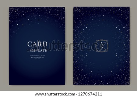 Wedding Invitation, universe invite thank you, rsvp modern card Design in little star light in the sky, space Vector elegant rustic template