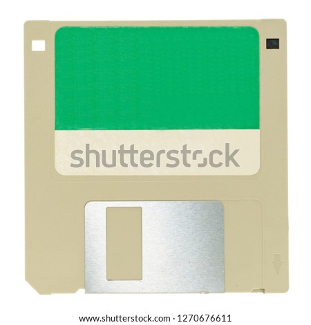 Isolated floppy disk with pure white background with room to add text