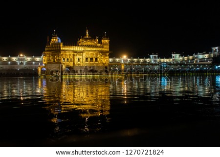 View of the golden temple during Diwali night