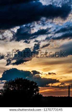 Beautiful sky with clouds. Beautiful morning or evening colorful sky at sunset or sunrise with clouds.