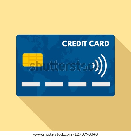 Nfc credit card icon. Flat illustration of nfc credit card icon for web design