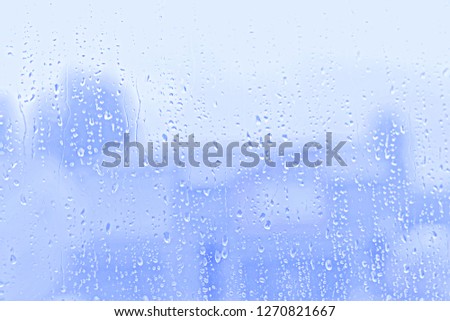 Rain Water Drops on Glass Window, Abstract Background