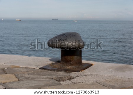 bollard on the dock for the atracco of the ships