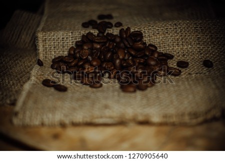 Coffee beans with gunny sack