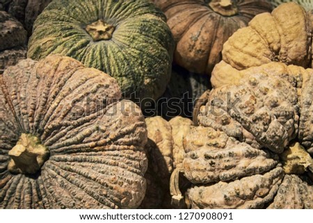 The Thai pumpkins on a counter