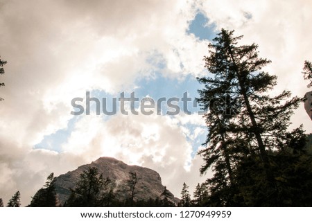Panoramic view from the path of the Via Ferrata to the lake Sorapis