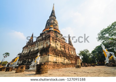 old big pagoda in (mongkol) temple at (ayutthaya) province (Thailand)