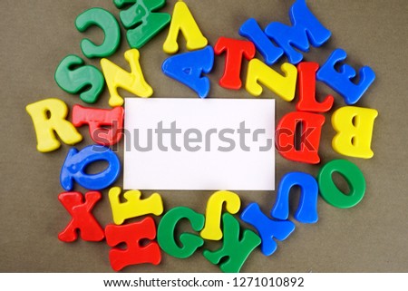 Alphabet on color background. School and education concept. Empty space for text and design 