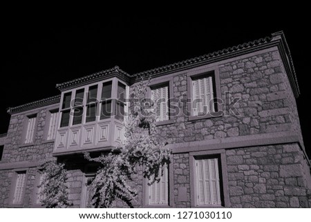 old house with ivy leafs 720nm infrared photo