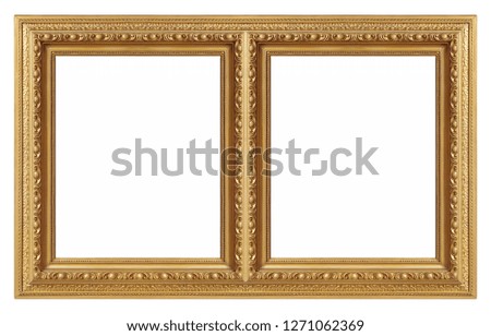 Double golden frame (diptych) for paintings, mirrors or photos