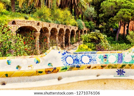 Park guell colors view in Barcelona, Spain. - Image