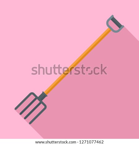 Garden pitchfork icon. Flat illustration of garden pitchfork vector icon for web design