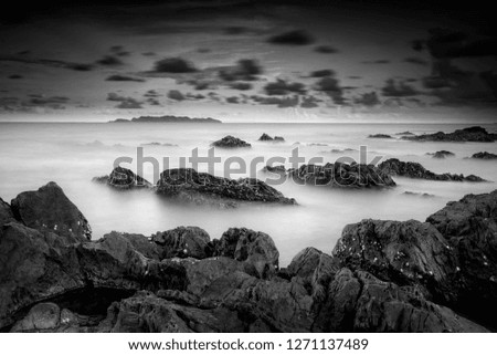 Long exposure seascape in black and white. long exposure shot, soft effect.