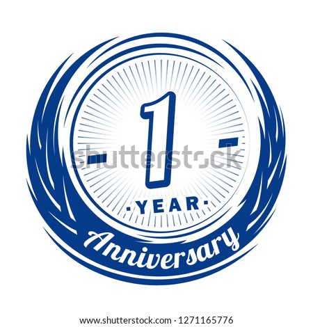 1 year anniversary. Elegant anniversary design. 1 year logo.