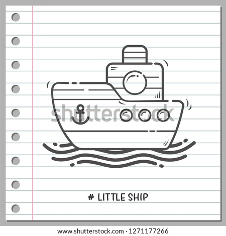 Hand Drawn Doodle Cute Ship Cartoon Illustration