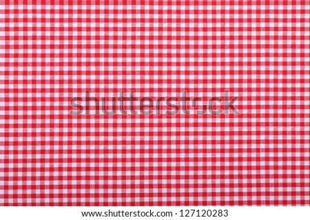 red checkered fabric closeup , tablecloth texture