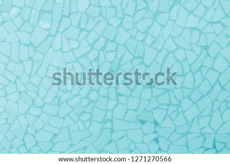 Broken tiles mosaic seamless pattern. Pastel Blue tile wall high resolution real photo or brick seamless and texture interior background.