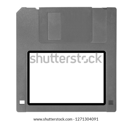 retro floppy disk drive for computer isolated on white background
