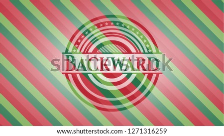 Backward christmas colors style badge.