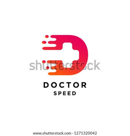 initial letter D motion speed logo design with medical symbol