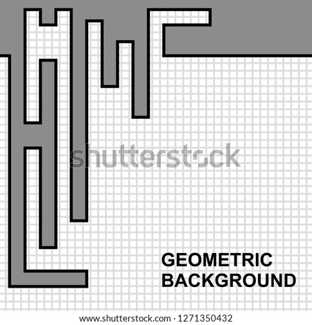 Abstract geometric background with broken line and square grid. Vector illustration.