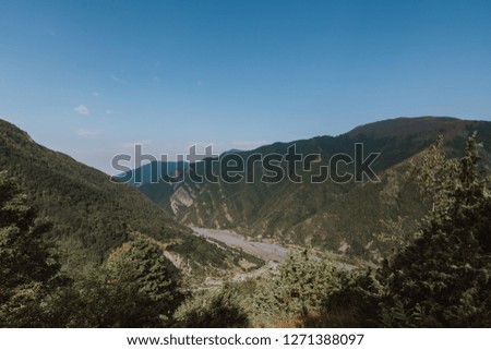 Mountain landscape with river. Beautiful nature landscape image.