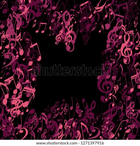 Musical Notes. Trendy Background with Notes, Bass and Treble Clefs. Vector Element for Musical Poster, Banner, Advertising, Card. Minimalistic Simple Background.
