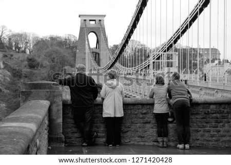 People admiring Bristol suspension bridge