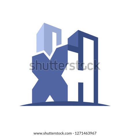 icon logo for the construction business, with combination of the initials X & H