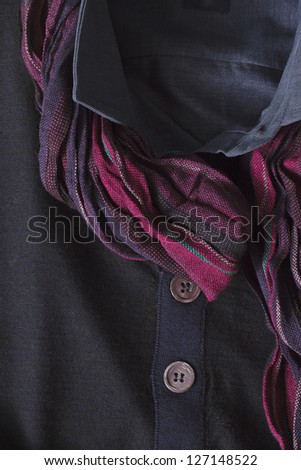Scarf on clothes in a macro image